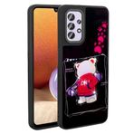 Samsung Galaxy A32 4G İle Uyumlu Kılıf Parlayan Kabartmalı İkonik Figürlü Amas Silikon Kapak 31207 Siyah