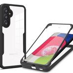 Samsung Galaxy A34 5G için Orgstyle Kılıf, Kamera Korumalı Entegre Ekran Koruyucu Kılıf, Ultra İnce 360 Derece Darbeye Dayanıklı Tampon Şeffaf Kılıf, Siyah