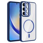 Samsung Galaxy A35 İle Uyumlu Kılıf Standlı ve Kamera Lens Hediyeli Kablosuz Şarj Özellikli Etro Kapak T37285 Lacivert