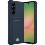 Samsung Galaxy A36 Uyumlu Arka Kamera Korumalı Kart Koyulabilen Silikon Kartlıklı Kılıf Kapak - Lacivert