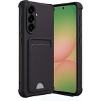 Samsung Galaxy A36 Uyumlu Arka Kamera Korumalı Kart Koyulabilen Silikon Kartlıklı Kılıf Kapak - Siyah
