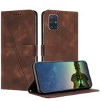 Samsung Galaxy A51 5G için Mo-Beauty Telefon Kılıfı, PU Deri Cüzdan Çevirmeli Kılıf Manyetik Stand Fonksiyon Kartı Yuvası Koruyucu Kılıf Samsung A51 5G için - Kahverengi