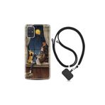 Samsung Galaxy A51 ile Uyumlu Kılıf Desenli Silikon Boyun Askılı Ananas Camera Glass 1358