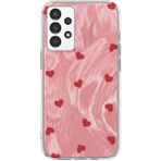 Samsung Galaxy A52 Uyumlu Kılıf Zebana Pink Heart Silikon Kılıf Kırmızı
