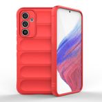 Samsung Galaxy A54 İle Uyumlu Kılıf Esnek TPU Oyuklu Arka Yüzey Tasarımlı Etnik Silikon Kapak 32595 Kırmızı
