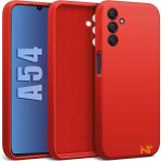 Samsung Galaxy A54 Kılıf Kamera Korumalı Lansman Kadife Iç Yüzeyli (Şık Tasarım) Silikon Kapak - Kırmızı