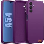 Samsung Galaxy A54 Kılıf Kamera Korumalı Lansman Kadife Iç Yüzeyli (Şık Tasarım) Silikon Kapak - Koyu Mor