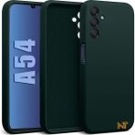 Samsung Galaxy A54 Kılıf Kamera Korumalı Lansman Kadife Iç Yüzeyli (Şık Tasarım) Silikon Kapak - Koyu Yeşil