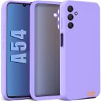 Samsung Galaxy A54 Kılıf Kamera Korumalı Lansman Kadife Iç Yüzeyli (Şık Tasarım) Silikon Kapak - Lila