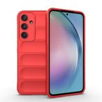 Samsung Galaxy A55 İle Uyumlu Kılıf Esnek TPU Oyuklu Arka Yüzey Tasarımlı Etnik Silikon Kapak 32596 Kırmızı