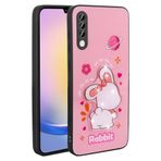 Samsung Galaxy A70 İle Uyumlu Kılıf Parlayan Kabartmalı İkonik Figürlü Amas Silikon Kapak 31213 Pembe