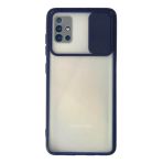 Samsung Galaxy A71 Kılıf Palm Buzlu Kamera Sürgülü Silikon - Lacivert-(5796)