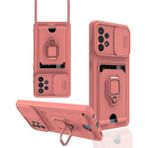 Samsung Galaxy A72 Kılıf Zuma Kartvizitli Yüzüklü Silikon - Pembe - 1 - Renkli