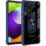 Samsung Galaxy A72 Lacivert Kılıf Standlı Arkası Şeffaf Kenarları Airbag Kapak