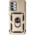 Samsung Galaxy A73 5g Kılıf Pars Lens Yüzüklü Silikon - Gold - 1 - Renkli