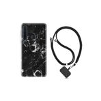 Samsung Galaxy A9 2018 ile Uyumlu Kılıf Desenli Silikon + Şarj Kulaklık Koruyucusu Black Hole Marble 1387