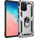 Samsung Galaxy A91 / S10 Lite Kılıf Sofya Yüzüklü Silikon Kapak - Gümüş-(5796)