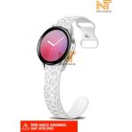 Samsung Galaxy Active 2 40 / 44MM Uyumlu Leopar Desenli Silikon Kordon 20 mm - Samsung Watch Active 2 40 / 44mm - Beyaz