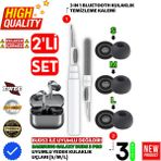 Samsung Galaxy Buds3 Pro Uyumlu Silikon Kulaklık Uçları (S,m,l) ve 3 In 1 Temizleme Kalemi Seti - Siyah
