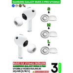 Samsung Galaxy Buds3 Pro Uyumlu Üç Boyut Premium Yedek Silikon Kulaklık Uçları (S, M, L) - Beyaz