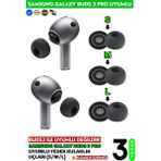 Samsung Galaxy Buds3 Pro Uyumlu Üç Boyut Premium Yedek Silikon Kulaklık Uçları (S, M, L) - Siyah