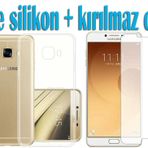 Samsung Galaxy C9 Pro İnce Şeffaf Silikon Kırılmaz Cam Cep Telefonu Kılıfı