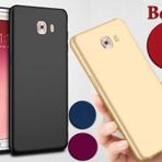 Samsung Galaxy C9 Pro Kilif Mat Silikon Kilif + Kirilmaz Cam