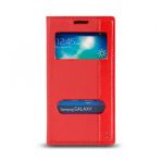 Samsung Galaxy E7 (E700) Gizli Miknatisli Pencereli Magnum Kilif Kirmizi