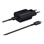 Samsung Galaxy F62 Fast Charging 25W Type-C Çıkışlı Kablolu Siyah Şarj Aleti
