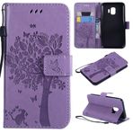 Samsung Galaxy J2 Core Kılıf, SATURCASE Kedi Ağacı PU Deri, Manyetik Cüzdan [Kart Yuvaları] [El Kayışı] Destek Koruyucu Kılıf Kılıf Samsung Galaxy J2 Core (Lavanta)