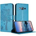 Samsung Galaxy J3 2016/ J310 için JayModCase Kılıf, Kart Yuvalı Deri Çevirmeli Kılıf Koruyucu Kılıf, Stand Fonksiyonu, Manyetik Kapatma, Samsung J3 2016 ile Uyumlu Cep Telefonu Kılıfı - Mavi