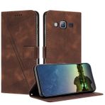 Samsung Galaxy J3 2016/J310 için Mo-Beauty Telefon Kılıfı, PU Deri Cüzdan Çevirmeli Kılıf Manyetik Stand Fonksiyon Kartı Yuvası Koruyucu Kılıf Samsung J3 2016/ J310 - Kahverengi