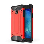 Samsung Galaxy J4 ile uyumlu Çİft Katman Koruyucu Crash Military Tank Kılıf - Kırmızı