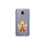 Samsung Galaxy J4 ile Uyumlu Splash Kapibara Tasarımlı Slimfit Şeffaf Silikon Kılıf