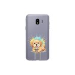 Samsung Galaxy J4 ile Uyumlu Splash Köpek Tasarımlı Slimfit Şeffaf Silikon Kılıf