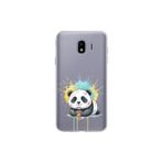 Samsung Galaxy J4 ile Uyumlu Splash Panda Tasarımlı Slimfit Şeffaf Silikon Kılıf