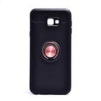 Samsung Galaxy J4 Plus ile uyumlu Kılıf Yüzüklü Magnetli Ravel Case Siyah-Rose Gold