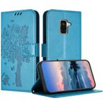 Samsung Galaxy J6 2018 için JayModCase Kılıf, Kart Yuvalı Deri Çevirmeli Kılıf Koruyucu Kılıf, Stand Fonksiyonu, Manyetik Kapatma, Samsung J6 2018 ile Uyumlu Cep Telefonu Kılıfı - Mavi