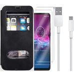 Samsung Galaxy J7 Prime / J7 Prime2 Kapaklı Kılıf+2 Adet Cam Ekran Koruyucu+1 Adet Şarj Kablosu [2+1+1 Paket] (Siyah)