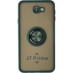 Samsung Galaxy J7 Prime Kılıf Montreal Yüzüklü Silikon Kapak - Yeşil - 1 - Renkli