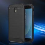 Samsung Galaxy J7 Pro Kilif Karbon Fiber Silikon Kapak + Nano Cam