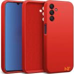 Samsung Galaxy M14 5g Kılıf Kamera Korumalı Lansman Kadife Iç Yüzeyli (Şık Tasarım) Silikon Kapak - Kırmızı
