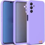 Samsung Galaxy M14 5g Kılıf Kamera Korumalı Lansman Kadife Iç Yüzeyli (Şık Tasarım) Silikon Kapak - Lila