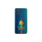 Samsung Galaxy M21 ile uyumlu Splash ahtapot tasarımlı şeffaf silikon kılıf