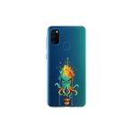 Samsung Galaxy M30S ile uyumlu Splash ahtapot Tasarımlı Slimfit şeffaf silikon kılıf