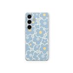 Samsung Galaxy M34 5G ile Uyumlu Blue Flowers Tasarım Baskılı Şeffaf Kılıf