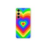 Samsung Galaxy M34 5G ile Uyumlu Renkli Kalp Tasarım Baskılı Şeffaf Kılıf