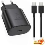 Samsung Galaxy M34 5g Uyumlu 25W Type-C To Type-C Hızlı Şarj Cihazı / Şarj Aleti Adaptör 25 Watt Leastra - Siyah