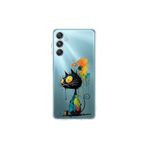 Samsung Galaxy M34 ile Uyumlu Splash Kedi Tasarımlı Şeffaf Silikon Kılıf