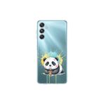Samsung Galaxy M34 ile Uyumlu Splash Panda Tasarımlı Şeffaf Silikon Kılıf
